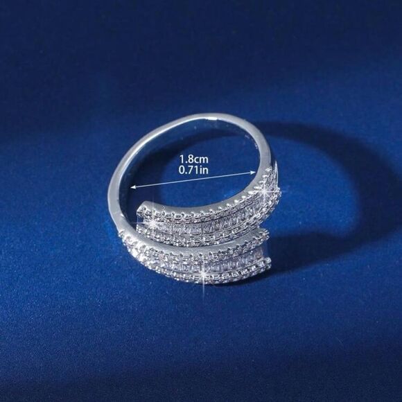 T-Shaped Copper Cubic Zirconia Ring With Open Ends - Picture 5 of 9